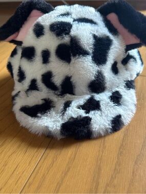 Tokyo Disney resort Japan Faux Fur Black & White Dalmatian Ear Cap vintage